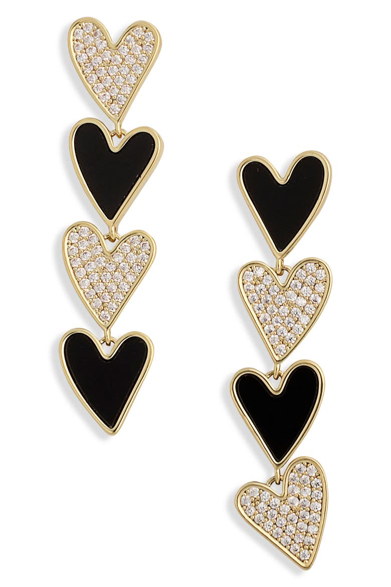 Frances Hearts Drop Earrings, Main, color, GOLD