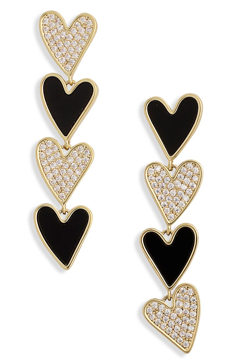 EYE CANDY LOS ANGELES Frances Hearts Drop Earrings, Main, color, Gold