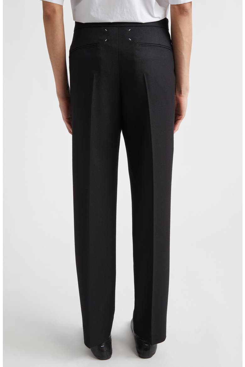 Straight Leg Virgin Wool Flannel Trousers, Alternate, color, BLACK