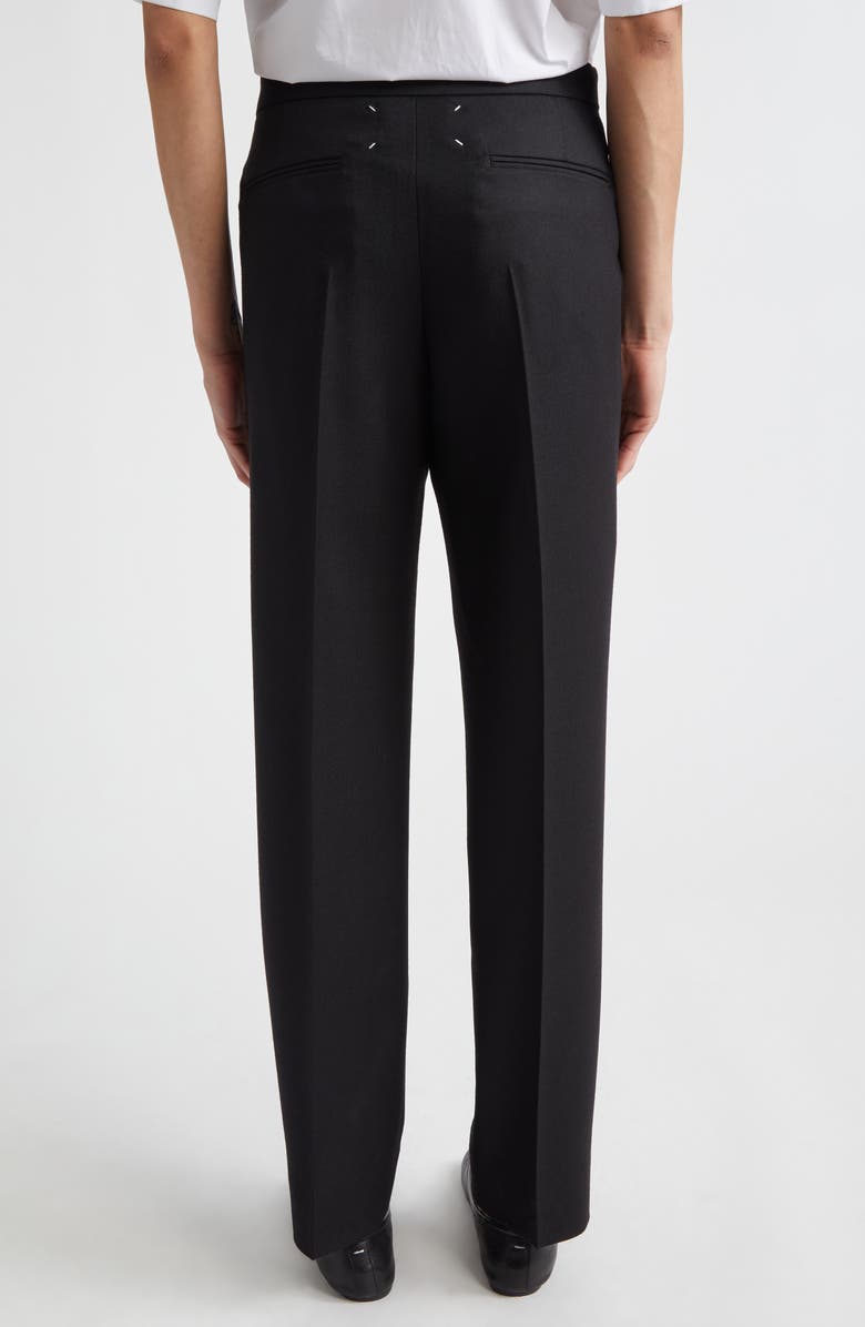 Maison Margiela Straight Leg Virgin Wool Flannel Trousers, Alternate, color, Black