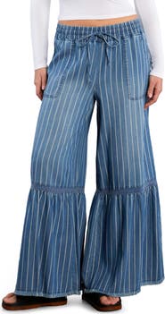 Billy T Drawstring Waist Tiered Denim Pants