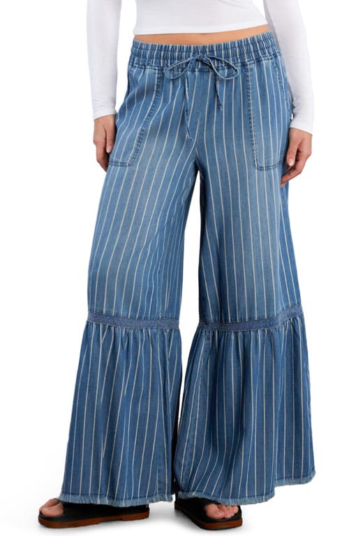 Billy T Drawstring Waist Tiered Denim Pants In Blue