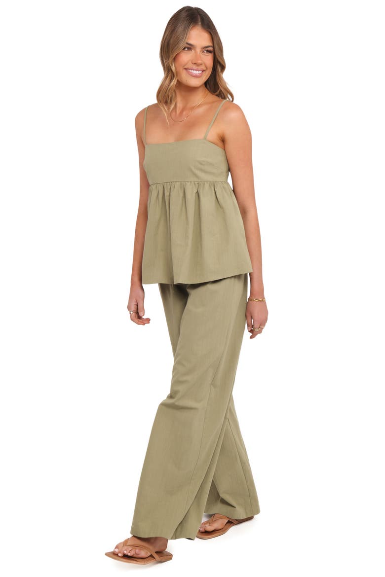 Jessica Cotton Babydoll Camisole & Wide Leg Pants Set, Alternate, color, OLIVE