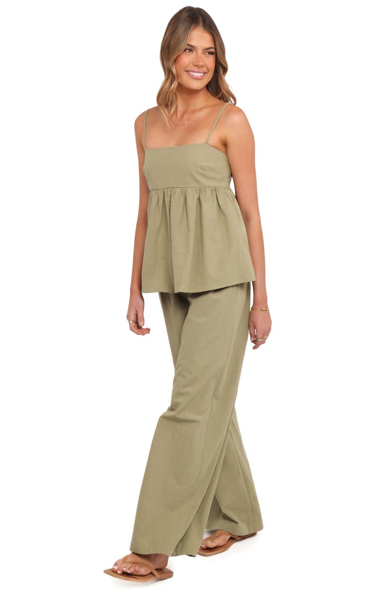Petal & Pup Jessica Cotton Babydoll Camisole & Wide Leg Pants Set, Alternate, color, Olive
