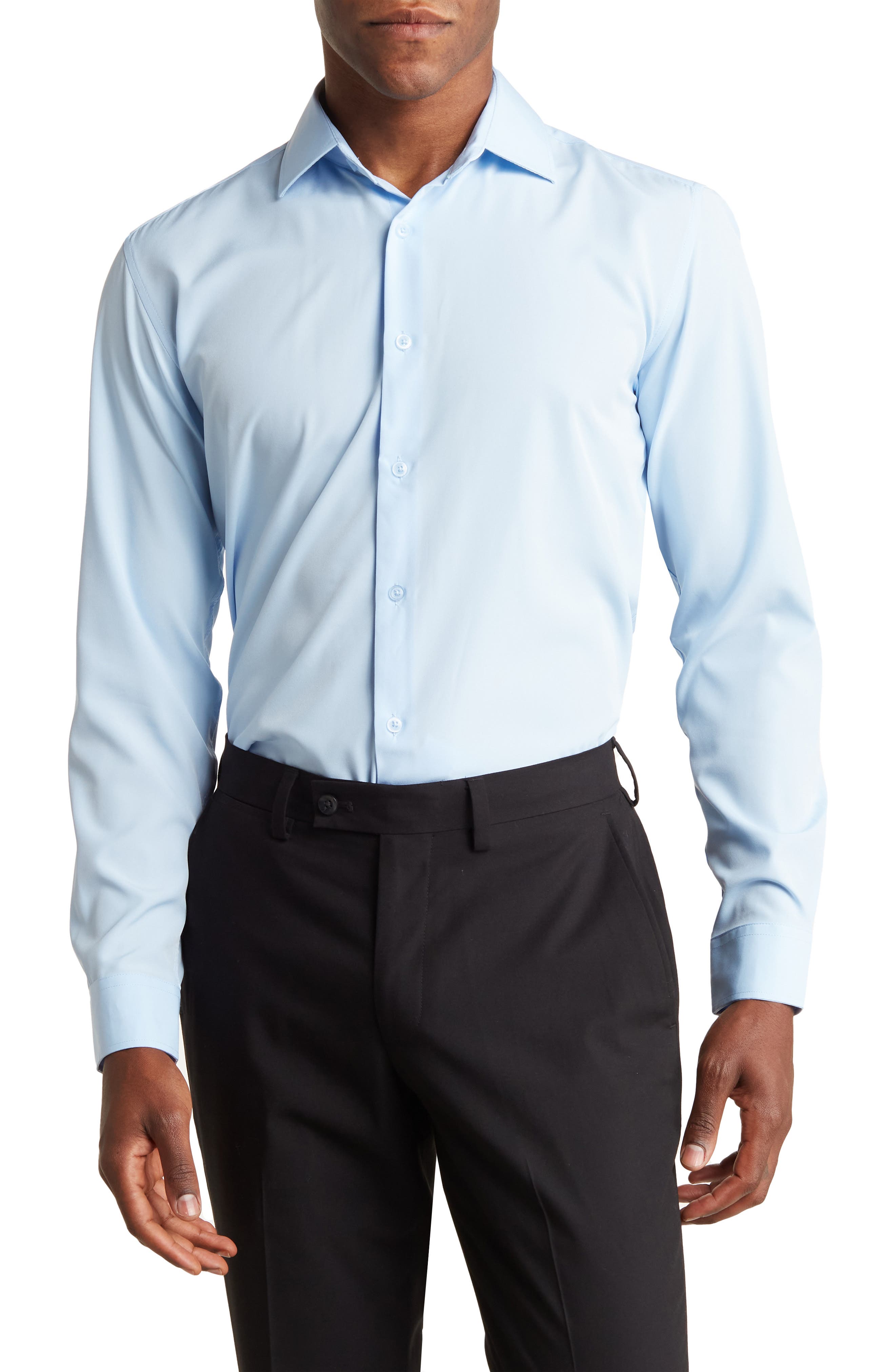 Slim Fit Solid Wrinkle Resistant Performance Stretch Button-Up Shirt - image 3