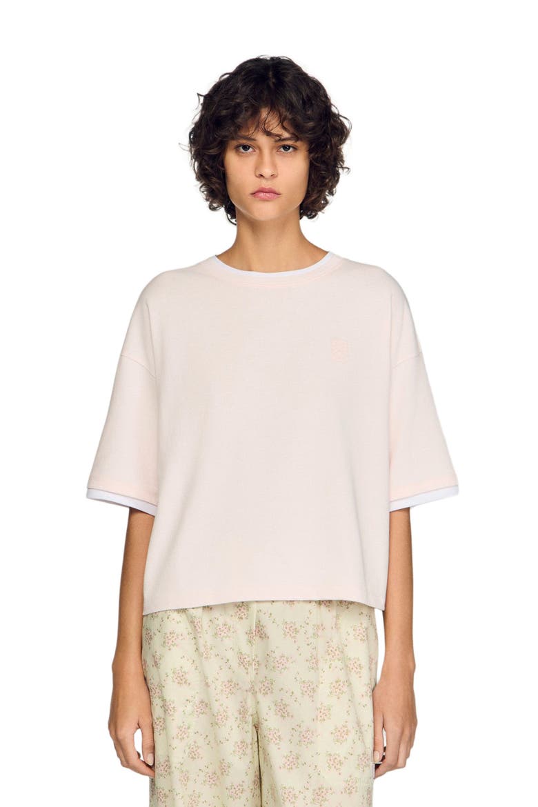 Embroidered logo cotton T-shirt, Main, color, Light pink