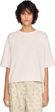 SANDRO Embroidered logo cotton T-shirt