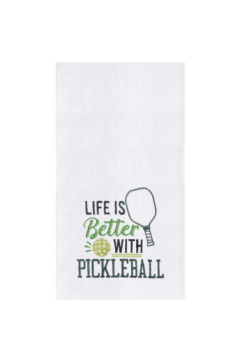 Life With Pickleball Embroidered Cotton Flour Sack Kitchen Towel, Main, color, Green