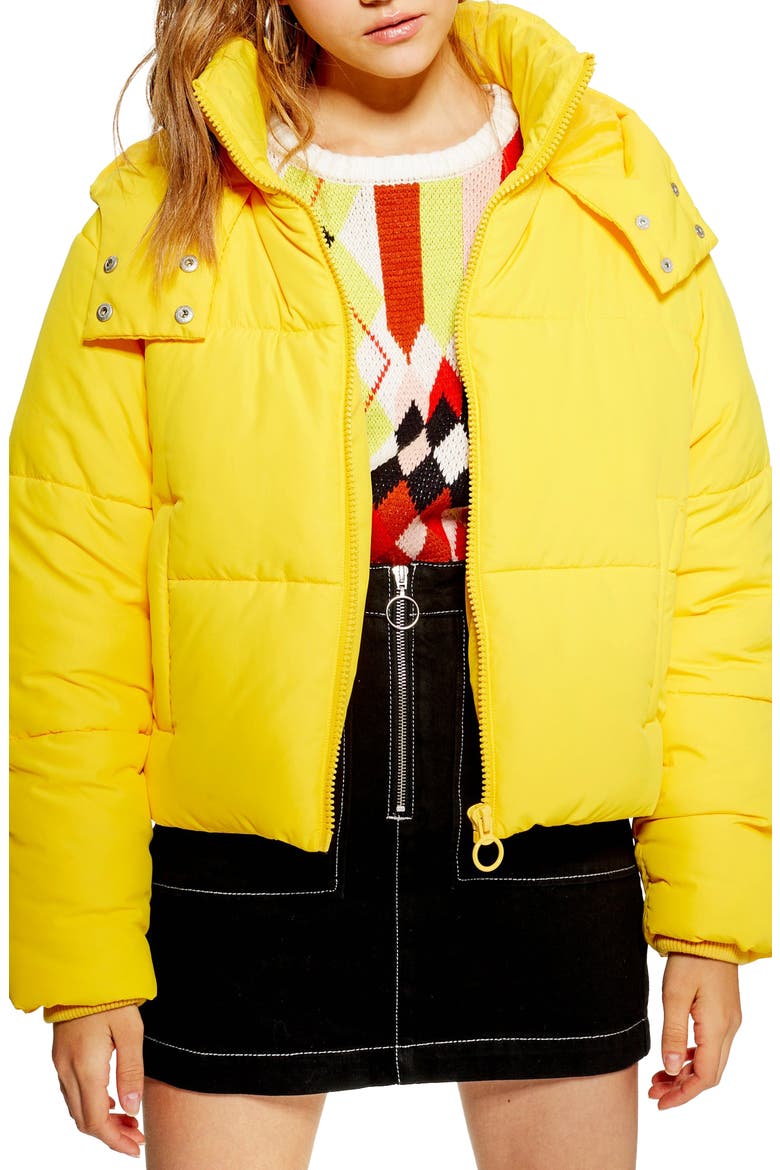 Hooded Puffer Jacket, Main, color, YELLOW