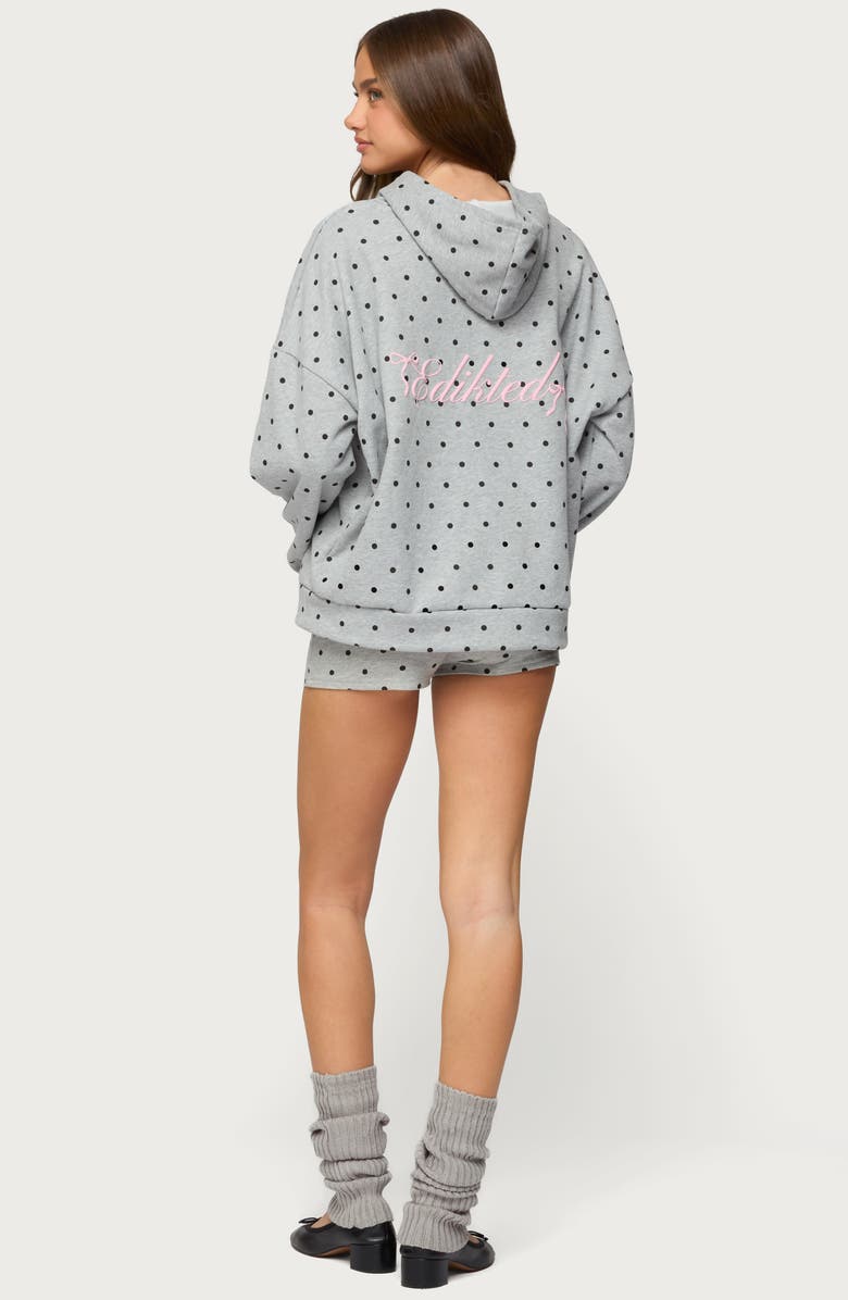 EDIKTED Chelsie Polka Dot Hoodie, Alternate, color, Gray-Melange