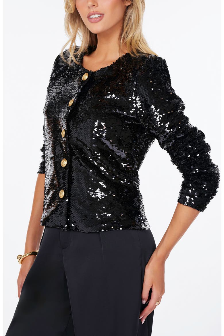 Sublime Sequin Jacket, Alternate, color, Caviar