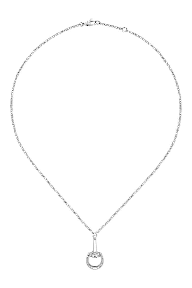 Pavé Diamond Horsebit Pendant Necklace, Alternate, color, WHITE GOLD