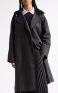 PLAN C Sequined Collar Wool Blend Coat