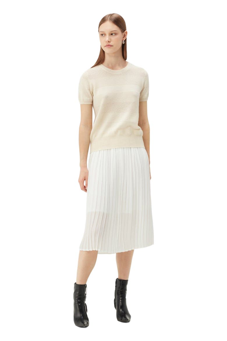 Short-sleeved Cashmere Crewneck Top, Alternate, color, off white