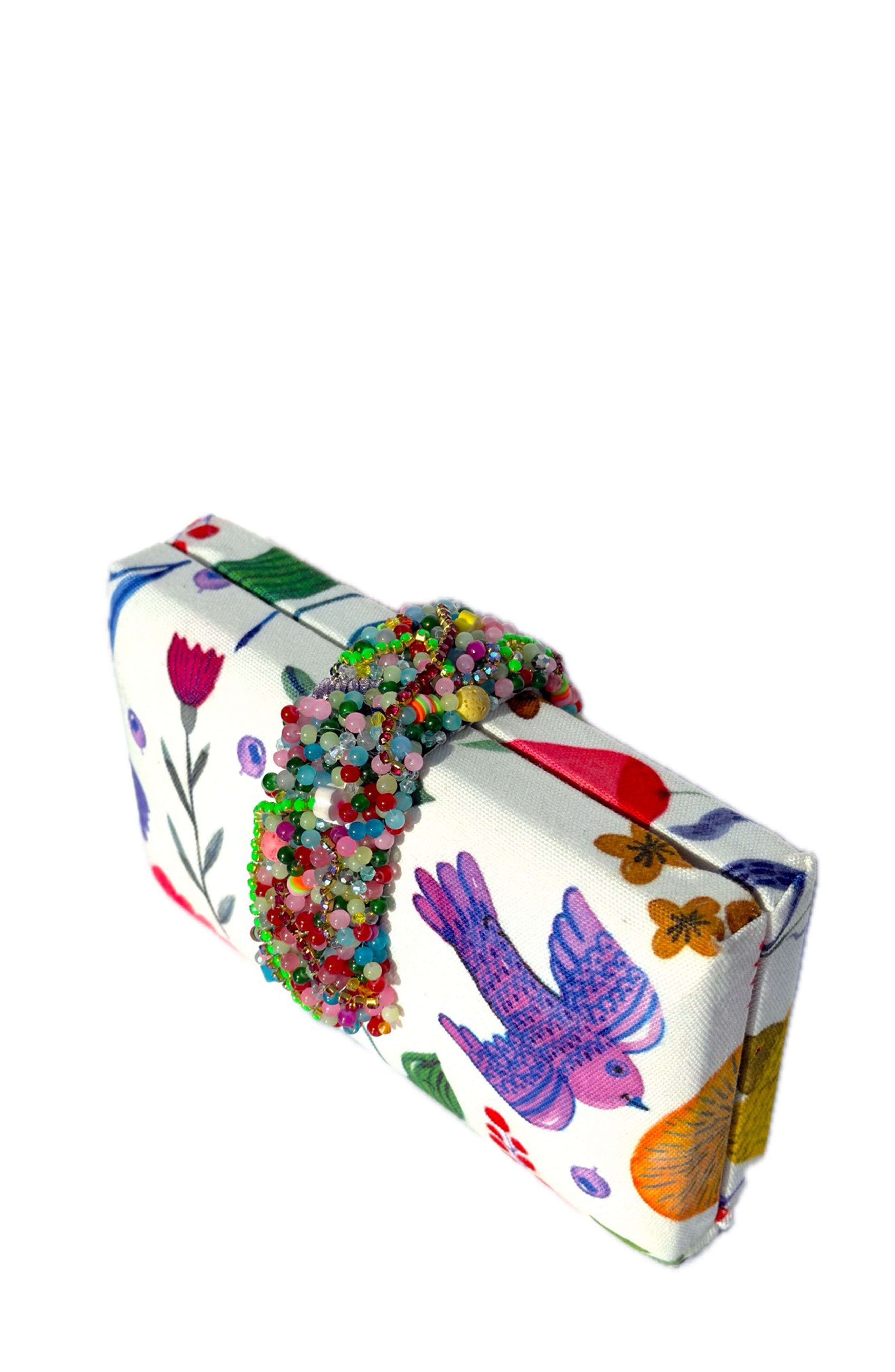 Simitri Garden Party Beaded Fringe Clutch, Alternate, color, Garden Party