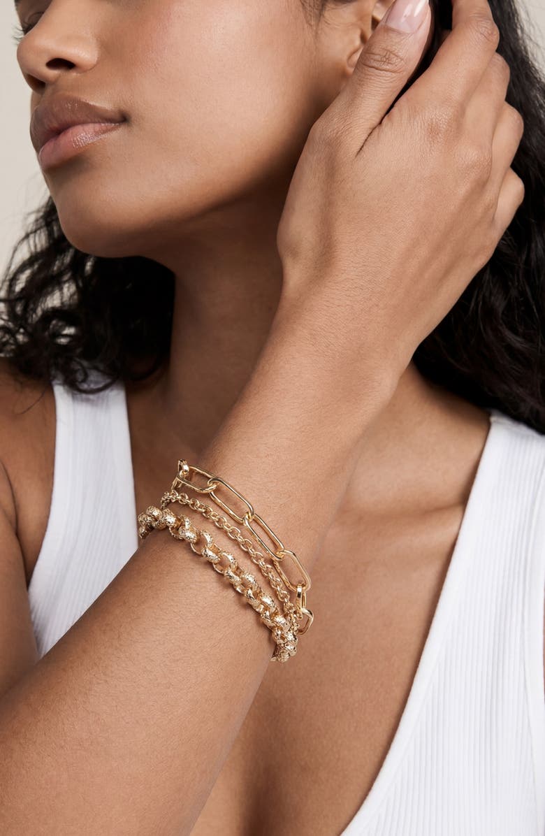 Ettika Chunky Layered Chain Bracelet, Alternate, color, Gold