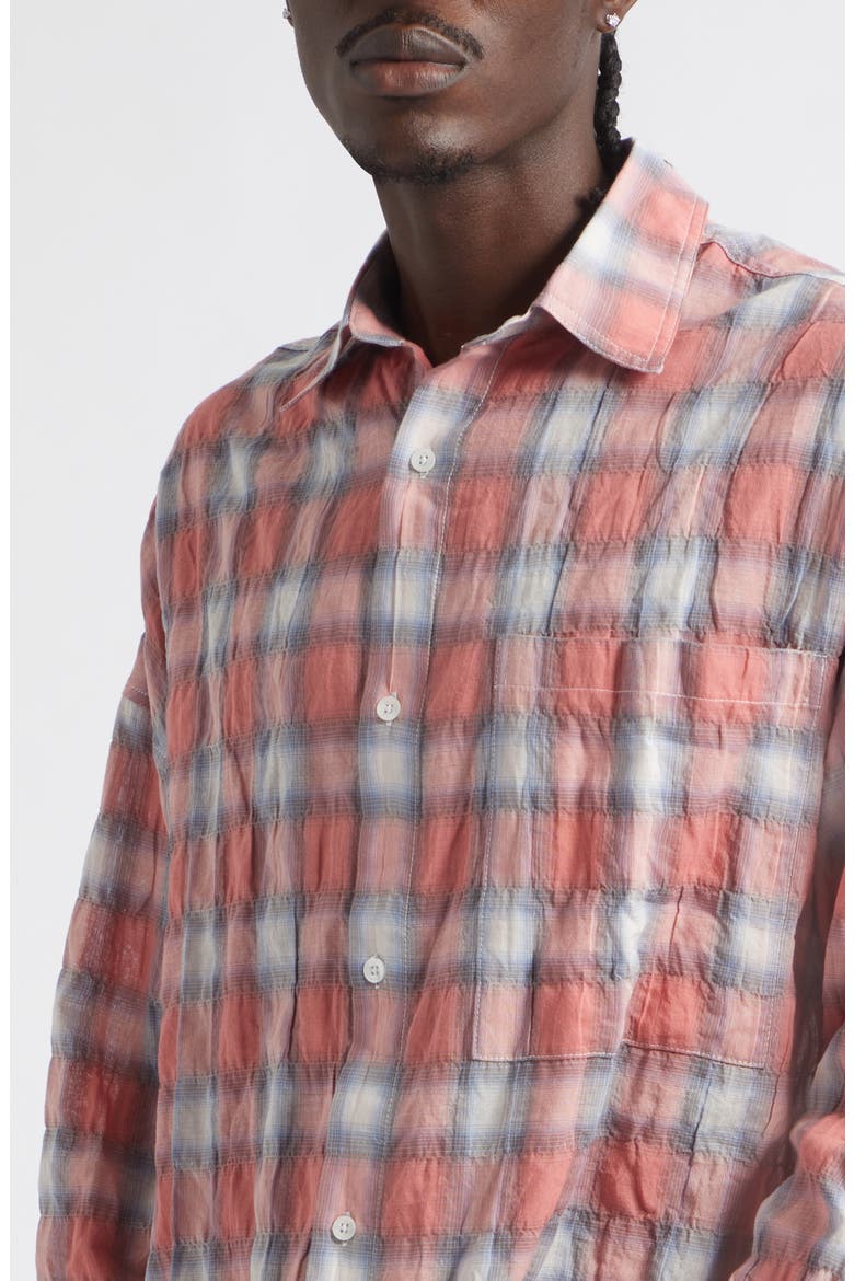 Featherweight Plaid Cotton Button-Up Shirt, Alternate, color, DUSTY RED