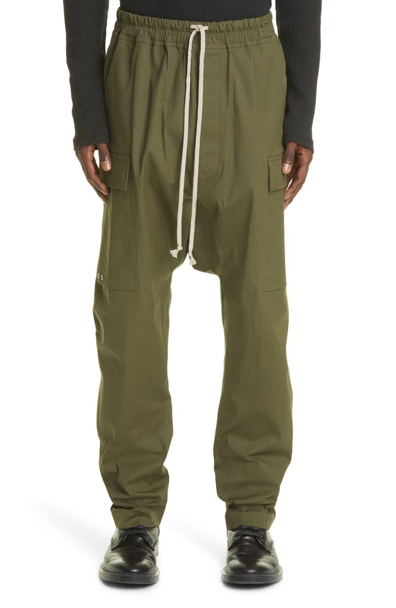 Rick Owens Organic Cotton Stretch Poplin Cargo Pants, Main, color, 