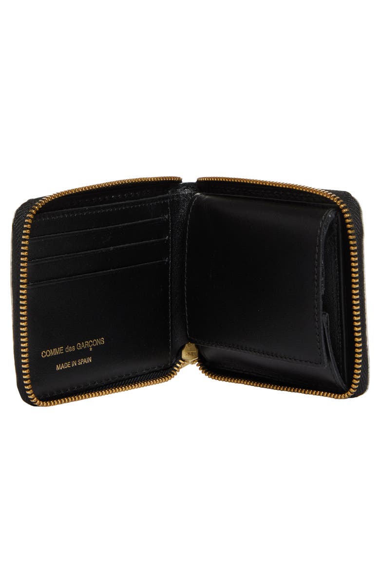 Comme des Garçons Wallets Lenticular Tartan Coated Leather Half Zip Wallet, Alternate, color, Red/ Yellow