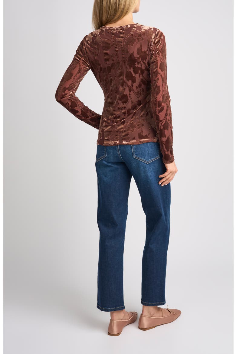 Larson Floral Burnout Top, Alternate, color, RUSSET BROWN