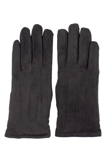 Surell Faux Suede Gloves In Black