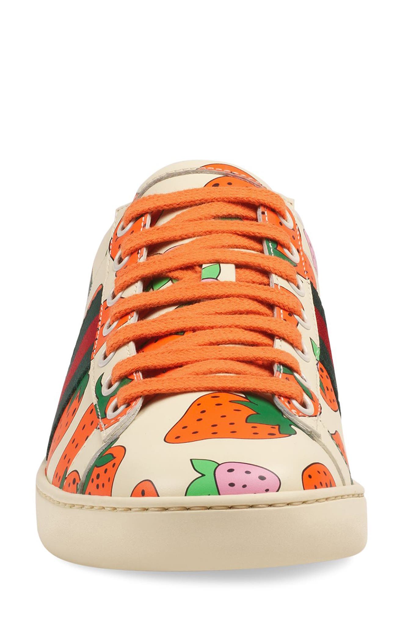 Gucci New Ace Strawberry Print Sneaker, Alternate, color, 