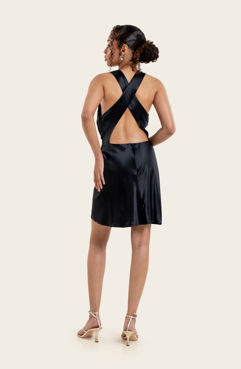 Italic Harper Silk Mini Dress, Alternate, color, Black