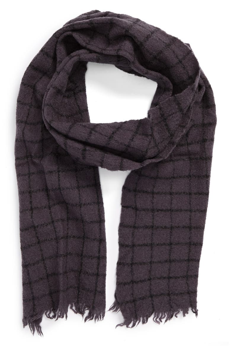 Grid Wool Knit Scarf, Main, color, CHARCOAL