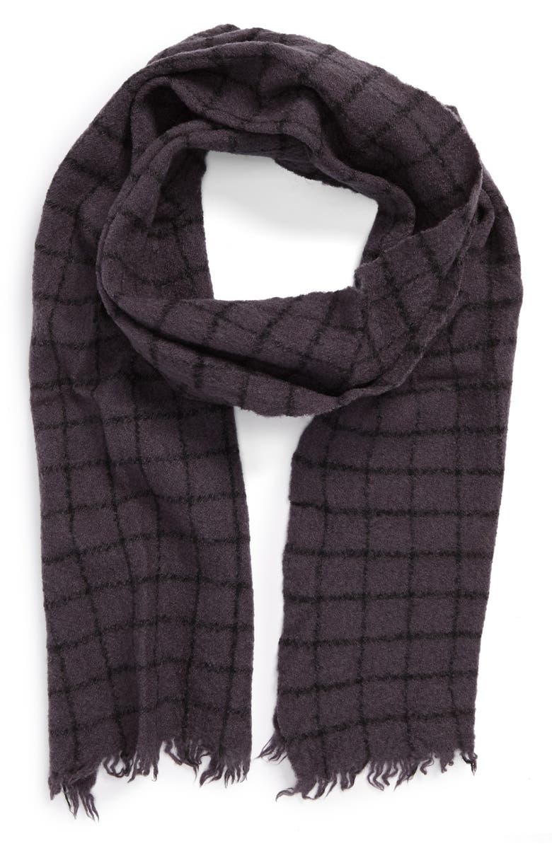 Topman Grid Wool Knit Scarf, Main, color,