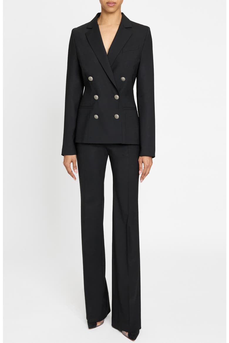 Quinn Double Breasted Jacket in Virgin Wool Stretch, Alternate, color, BLACK