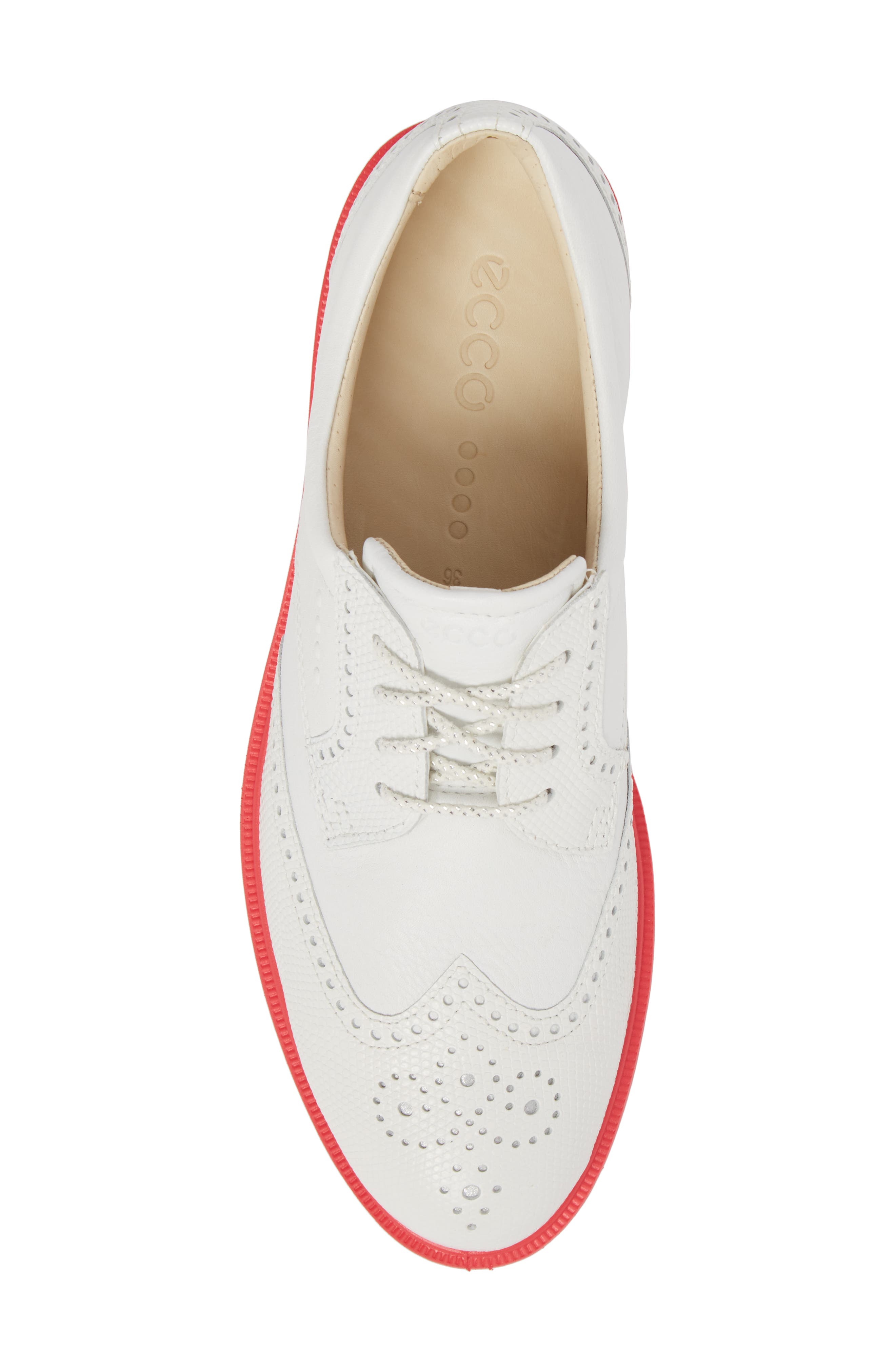 'Tour' Hybrid Wingtip Golf Shoe, Alternate, color, WHITE LEATHER/ RED
