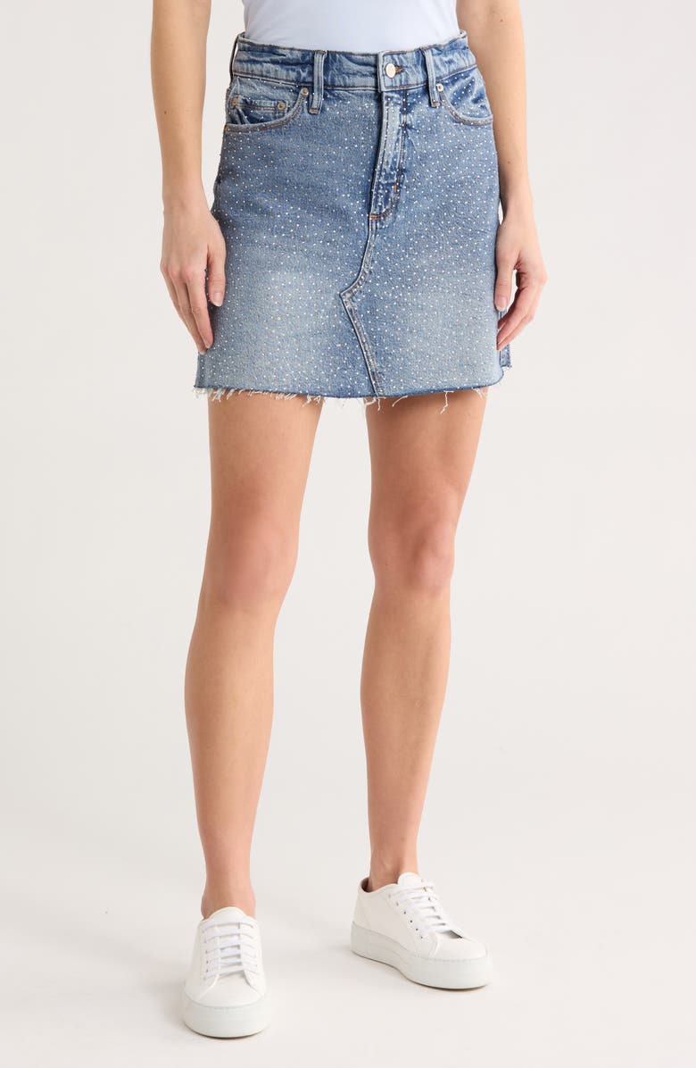 Good American Diamond Denim Miniskirt, Main, color, Indigo827