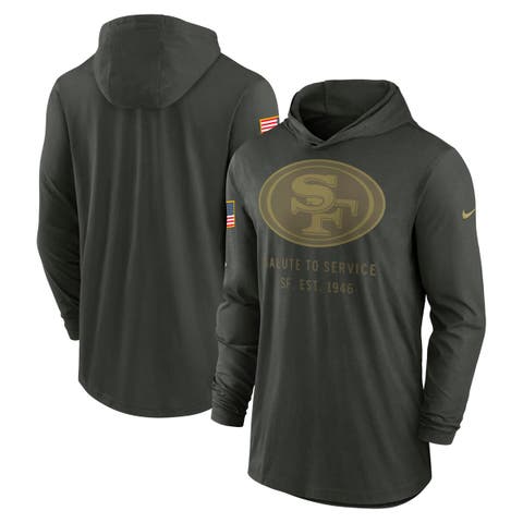 Men's Nike Forest Green San Francisco 49ers 2025 Salute to Service Sideline Dri-FIT Lightweight Hooded Pullover
