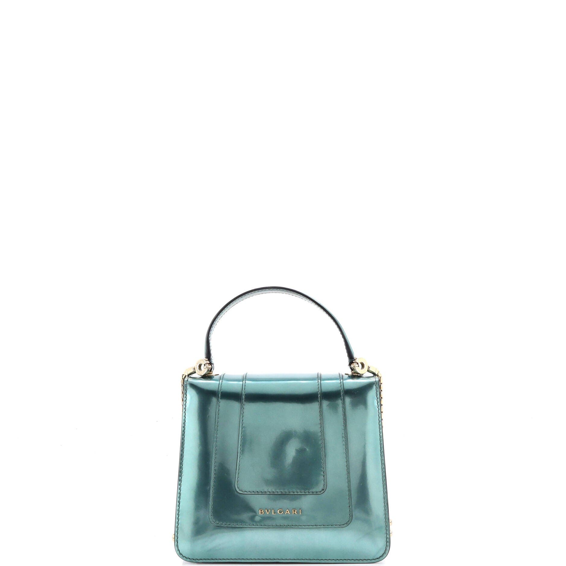 Serpenti Top Handle Bag Patent Small, Alternate, color, Green