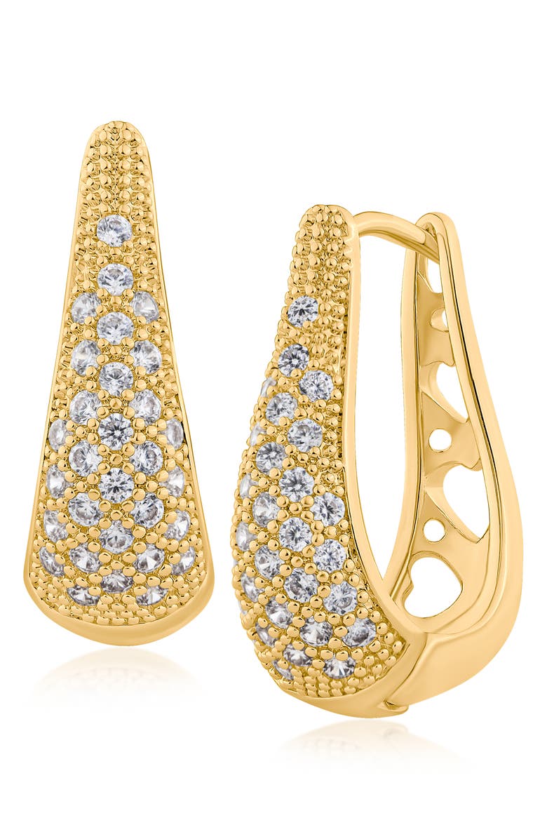 JARDIN Pavé Crystal Teardrop Hoop Earrings, Main, color, 