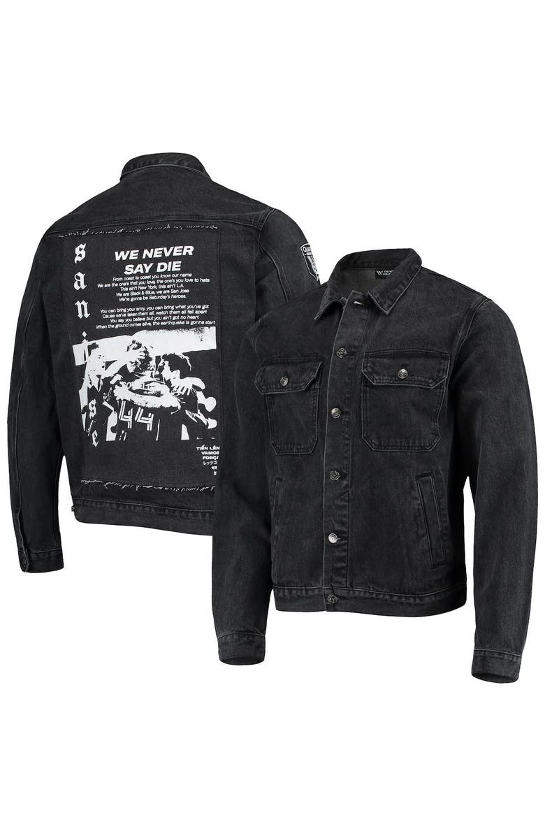 THE WILD COLLECTIVE Men's The Wild Collective Black San Jose Earthquakes Denim Button-Up Jacket, Main, color, 