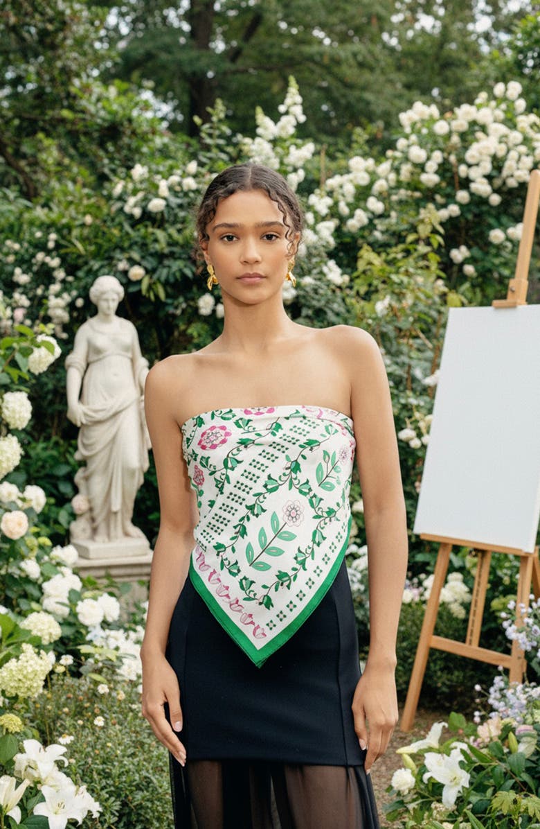 Jessie Zhao New York Ivy Parterre Double Sided Silk Scarf, Alternate, color, Green