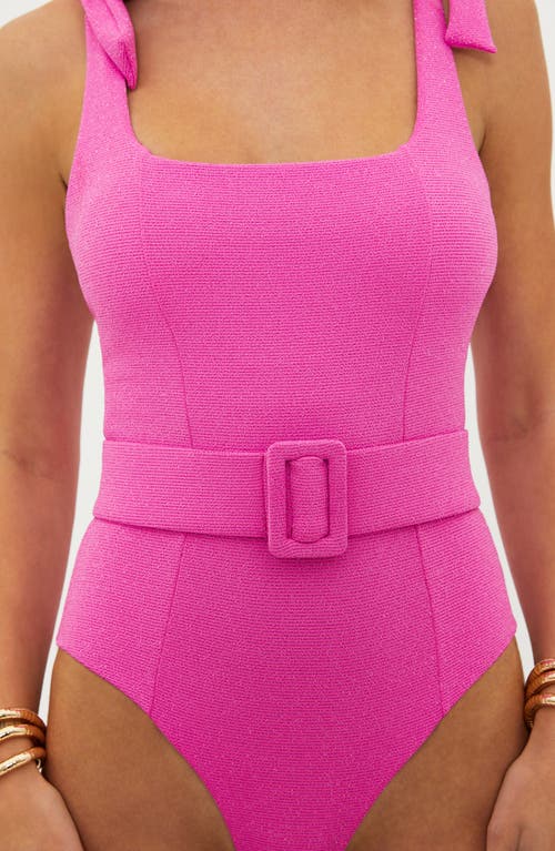 Shop Beach Riot Sydney Belted One-piece Swimsuit In Petal Pink Scrunch