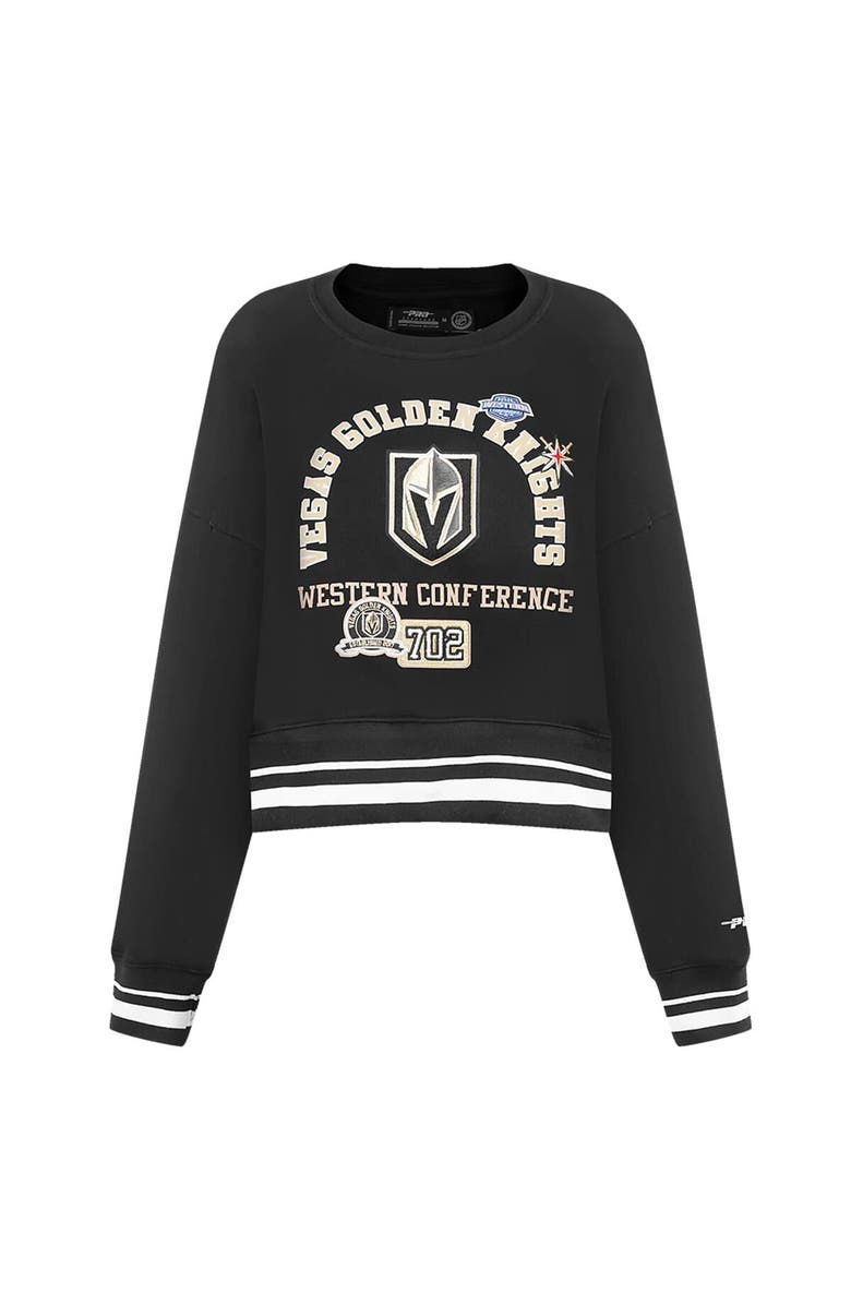 PRO STANDARD Women's Pro Standard  Black Vegas Golden Knights Area Code Cropped Pullover Sweatshirt, Alternate, color, Black