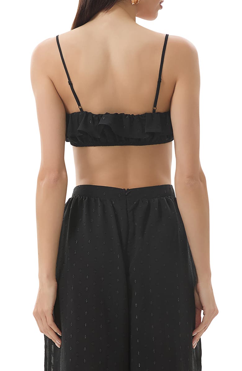AFRM Kathleen Ruffle Clip Dot Crop Camisole, Alternate, color, Noir