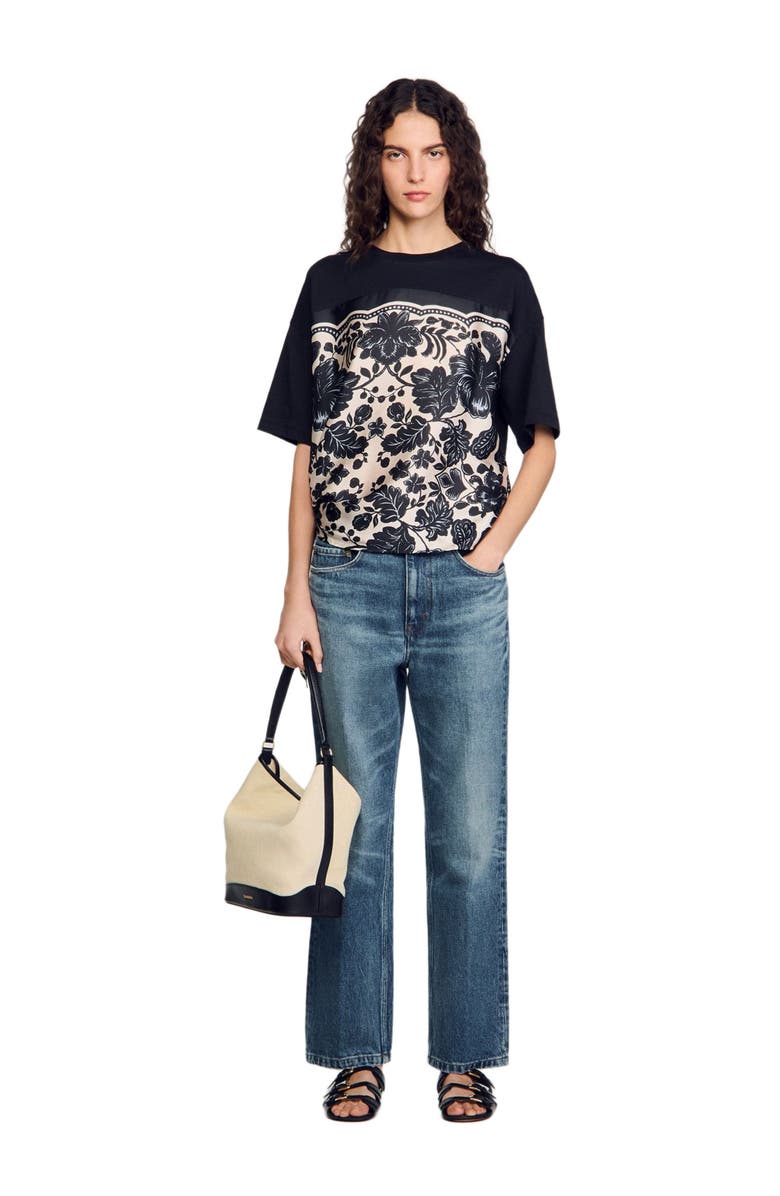 SANDRO Floral motif T-shirt, Alternate, color, 