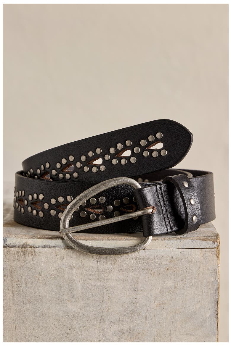 Preston Stud Leather Belt, Alternate, color, BLACK