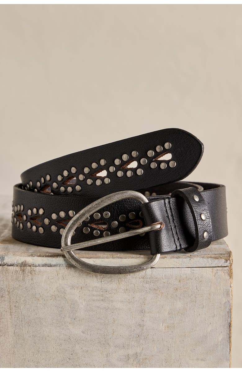 Free People Preston Stud Leather Belt, Alternate, color, Black