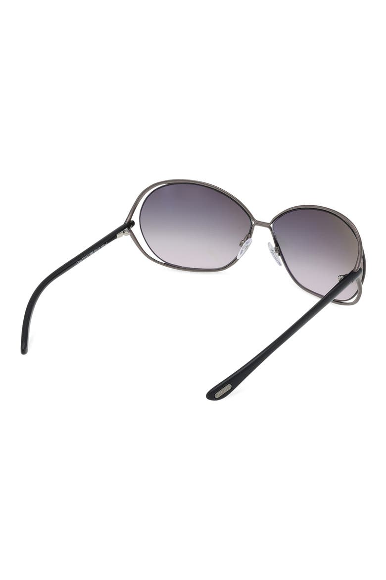 Carla 66mm Oversized Round Metal Sunglasses, Alternate, color, SHINY GUNMETAL/ GRADIENT SMOKE