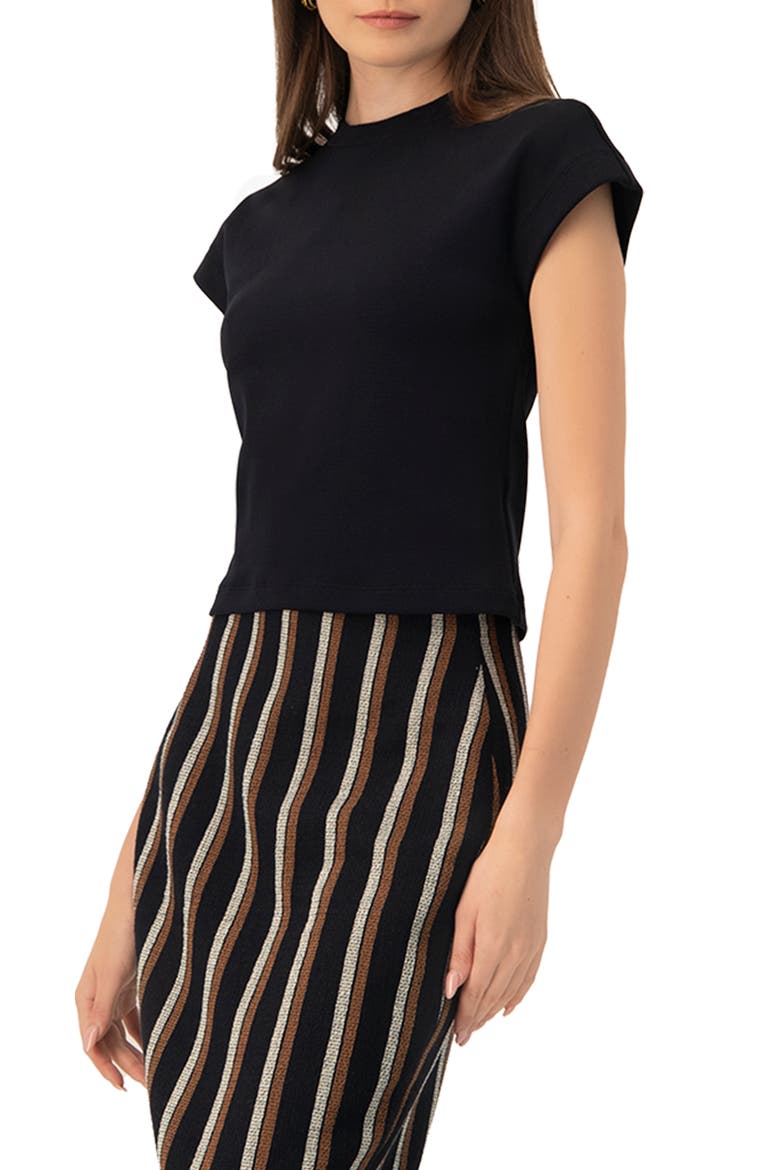 Black dropped sleeve top, Alternate, color, Black