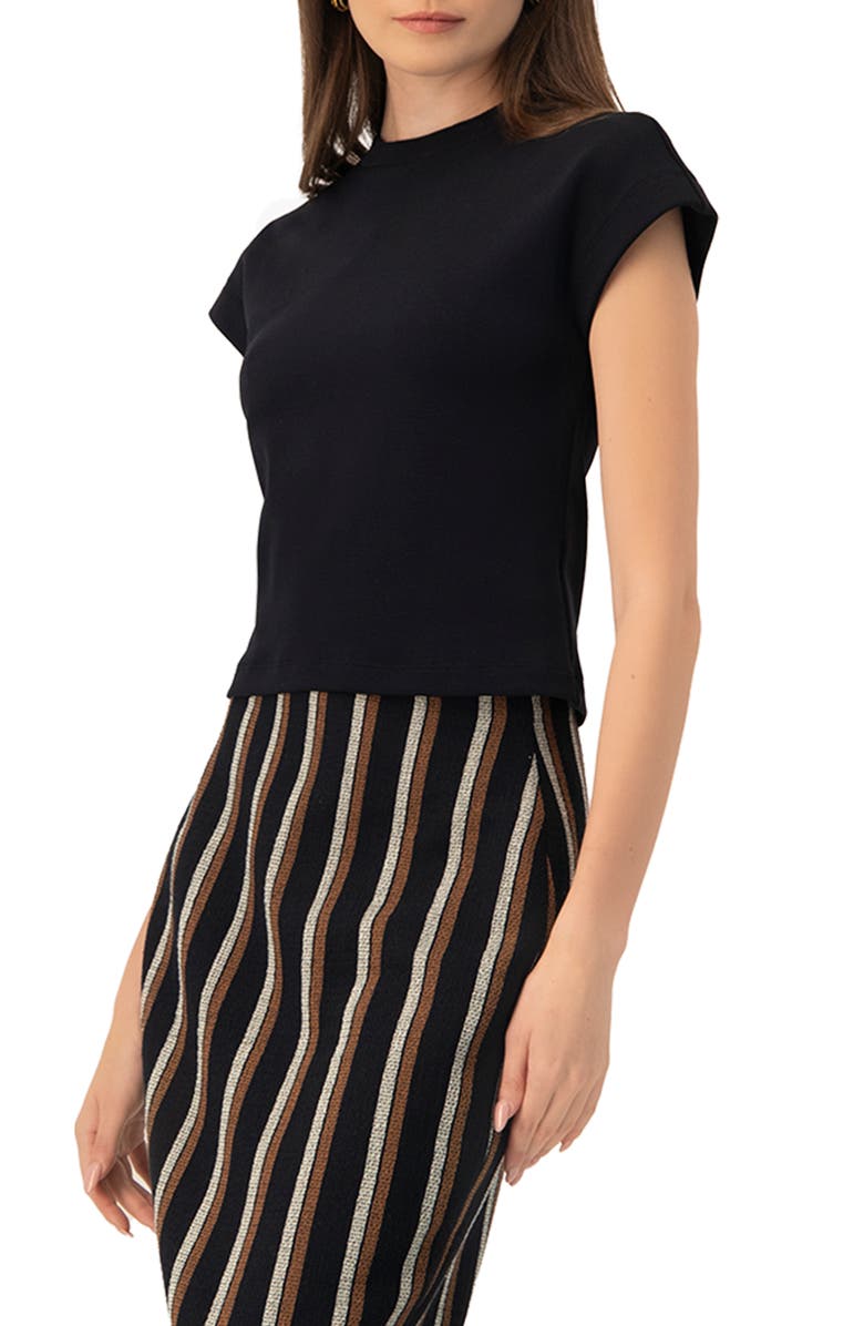 IVONNE Black dropped sleeve top, Alternate, color, Black