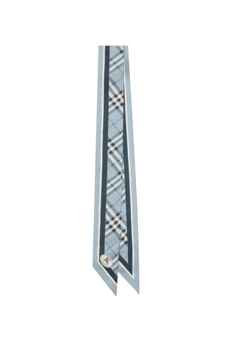 Skinny Check Silk Scarf, Main, color, Bank blue