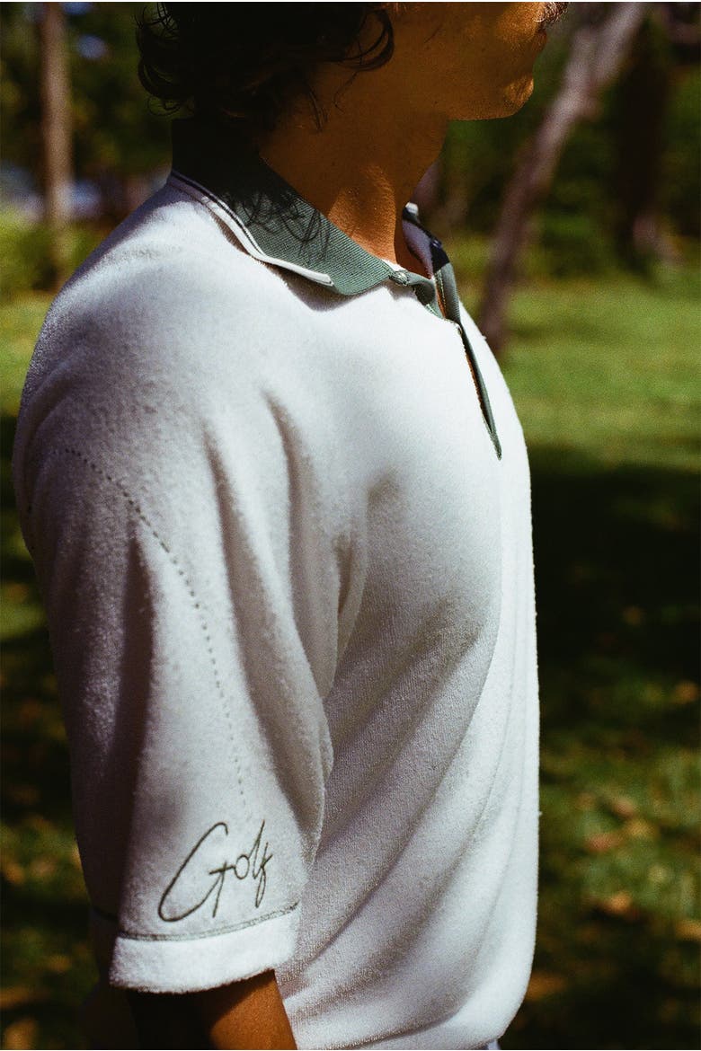 Raglan Terry Polo, Alternate, color, White