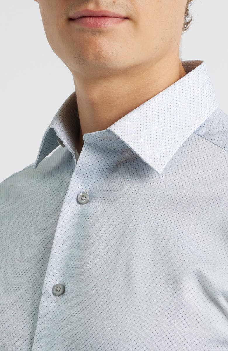 David Donahue Trim Fit Geo Print Cotton Dress Shirt, Alternate, color, Pearl