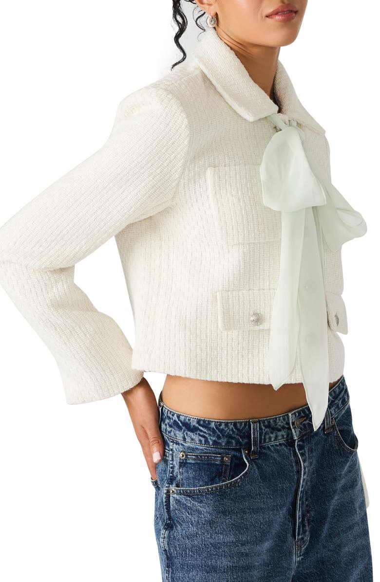 Steve Madden Alise Crop Knit Jacket, Alternate, color, Ivory